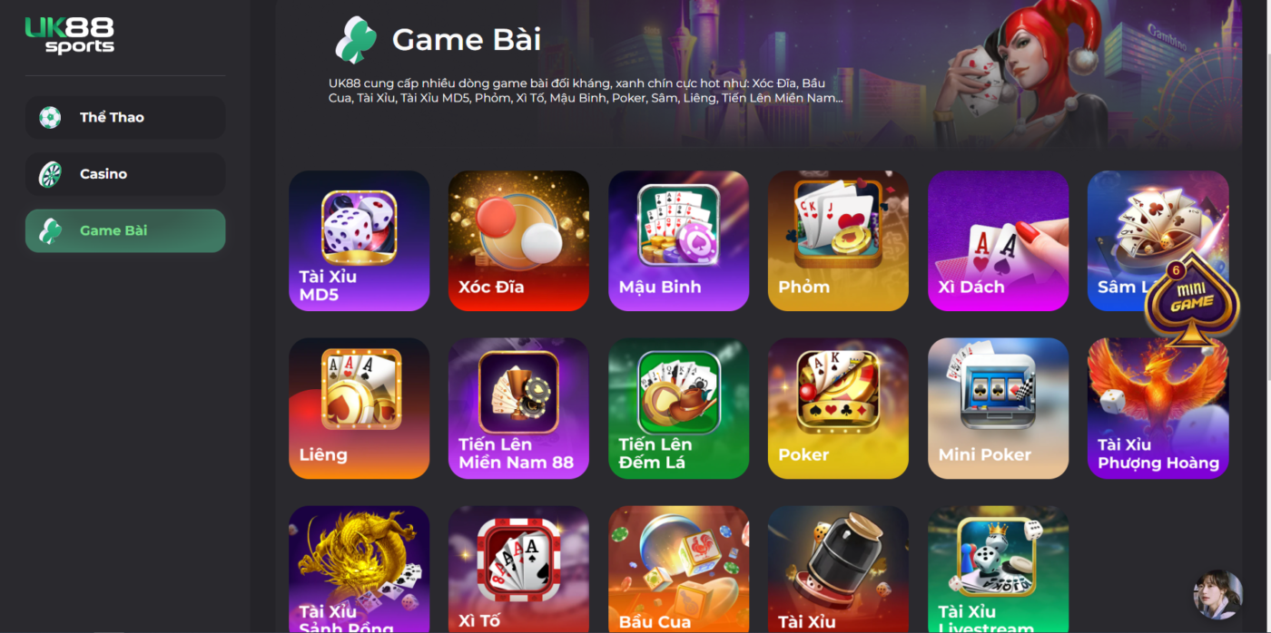 Hệ thống game bài cực khủng tại nhà cái UK88
