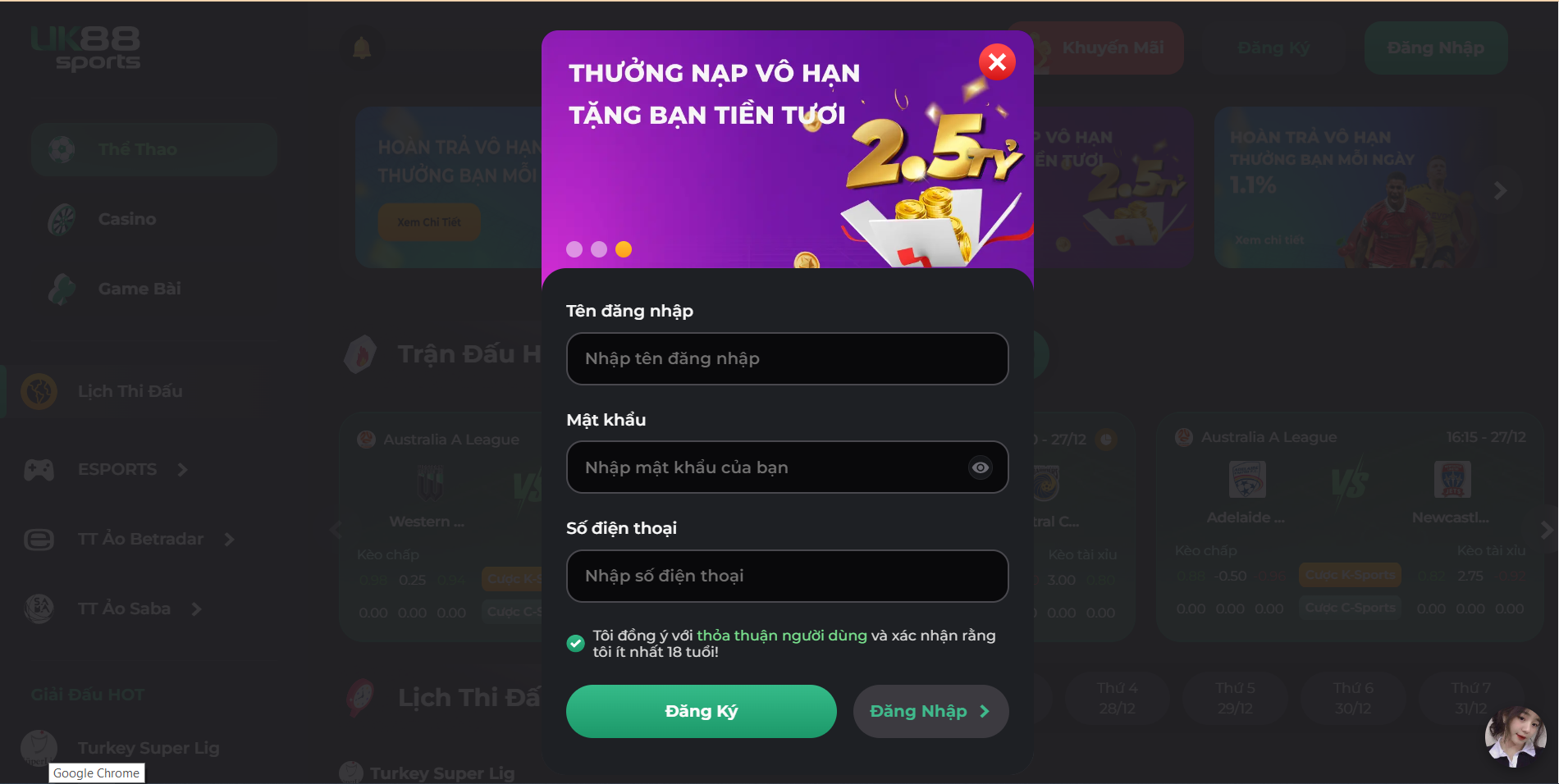 Đăng ký tham gia làm thành viên của UK88 ngay nhé