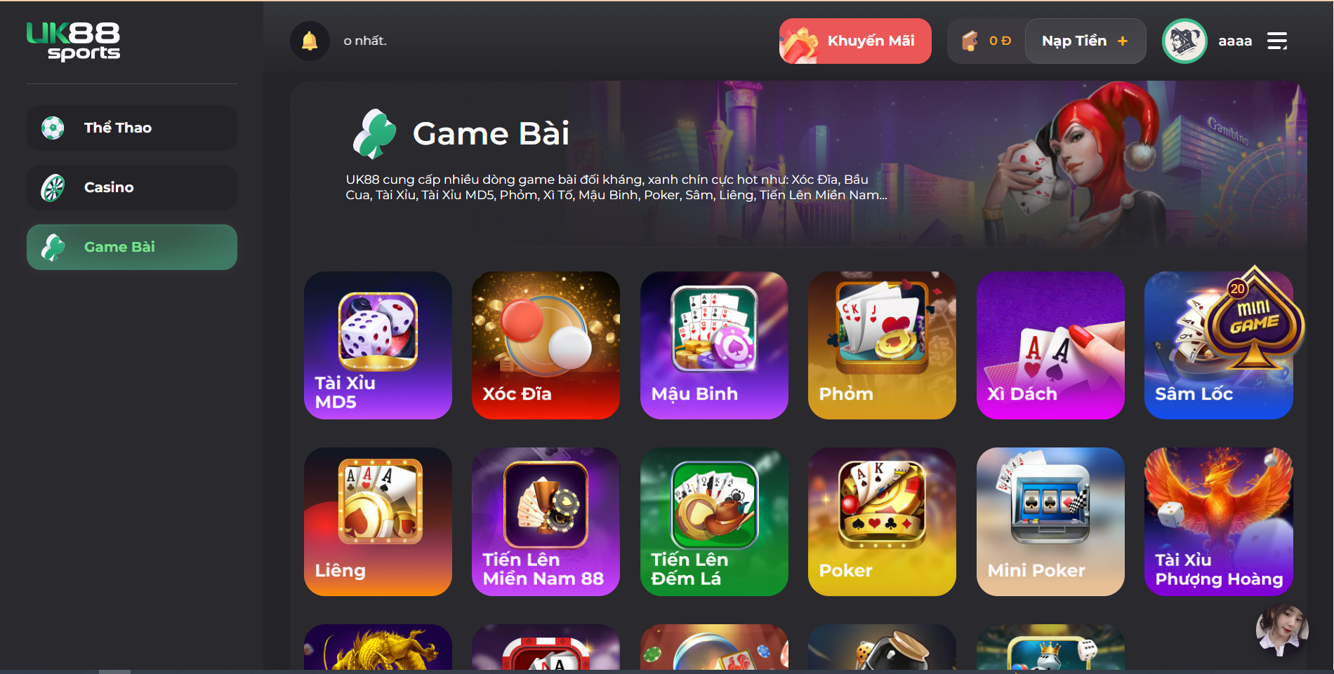 Giới thiệu game bài online tai nhà cái UK88