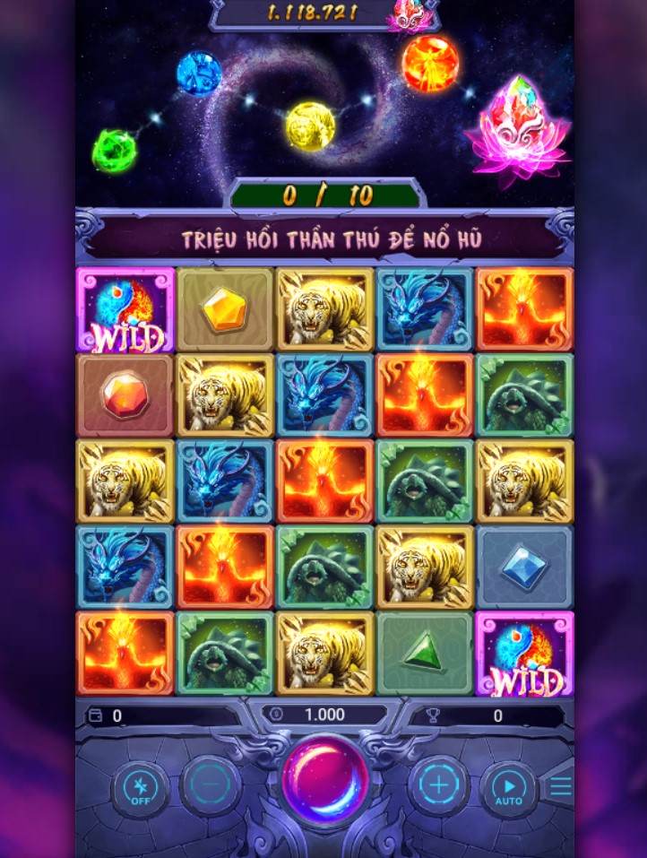 Giao diện đẹp mắt của game nổ hũ Tứ thần thú