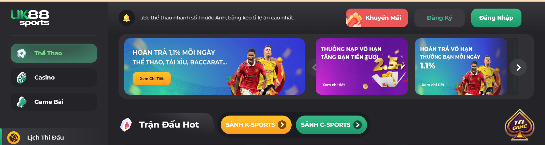 Nhà cái cá cược uy tín UK88