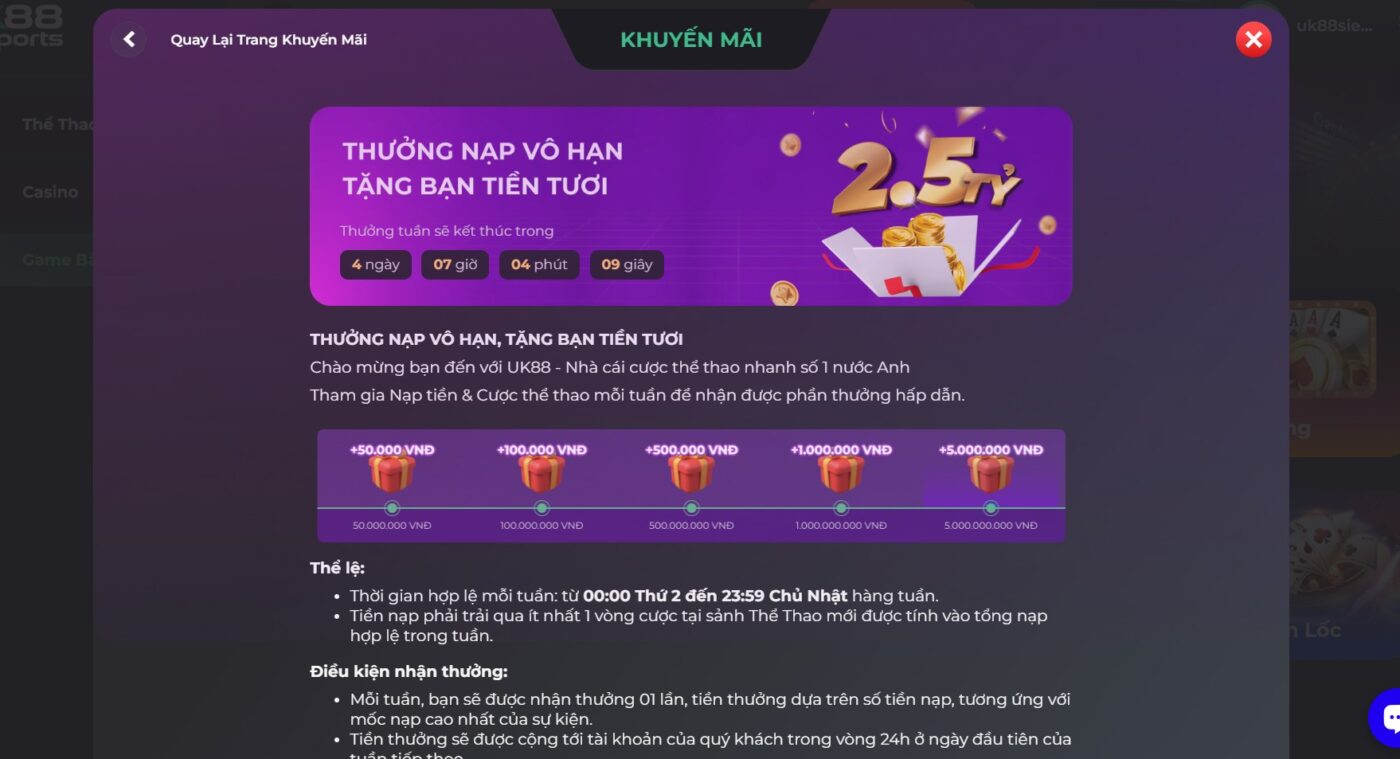 Tổng hợp các khuyến mãi UK88 cực hot dành cho người chơi 