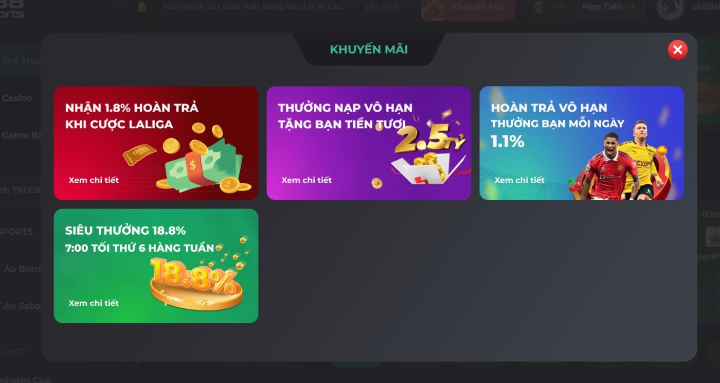 Tham gia link vao uk88 tưng bừng khuyến mãi khủng